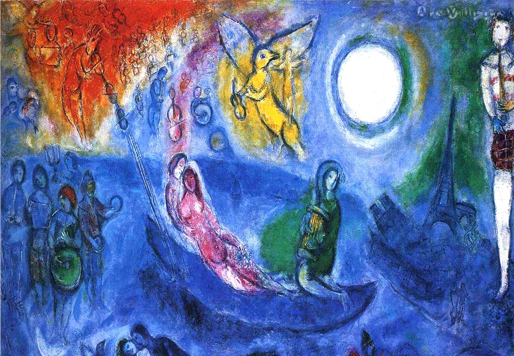 Chagall's large painting "The Concert" (1957) with Chopin symbolism discovered by Icons of Europe.