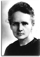 Marie Curie (1867–1934), born in Warsaw, Poland.  A physicist, she worked in Paris with her French husband Pierre Curie (1859–1906) on magnetism and radioactivity.  She was awarded the Nobel Prize in Chemistry 1911.