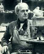 Henry Moore (1898-1986).  Born in Yorkshire, Moore won an unparalleled international reputation as a sculptor.   Like many sculptors, from Michaelangelo to Rodin, he was also a brilliant draughtsman and a master of several print-making techniques.  Photo provided by The Henry Moore Foundation.
