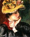 "T�te de jeune fille au chapeau jaune", oil on canvas by Pierre-Auguste Renoir (1841-1919).  � copyright Christie's Images, Inc. 2002.